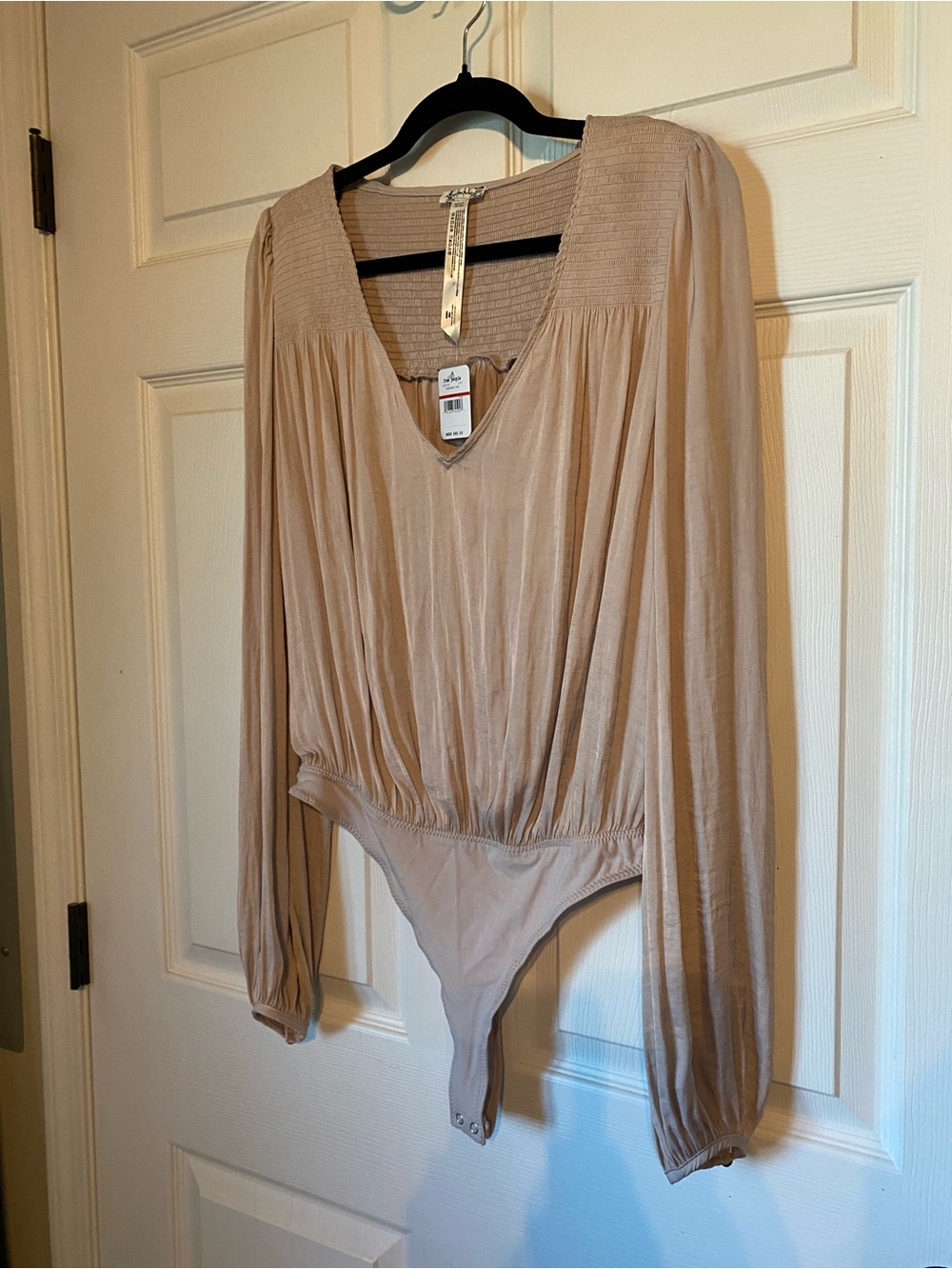 Free People Blush Taupe V-Neck Bodysuit
